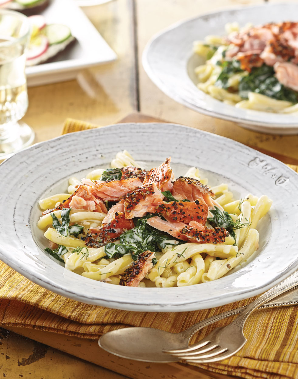 Smoked Salmon Pasta with Spinach & Dill