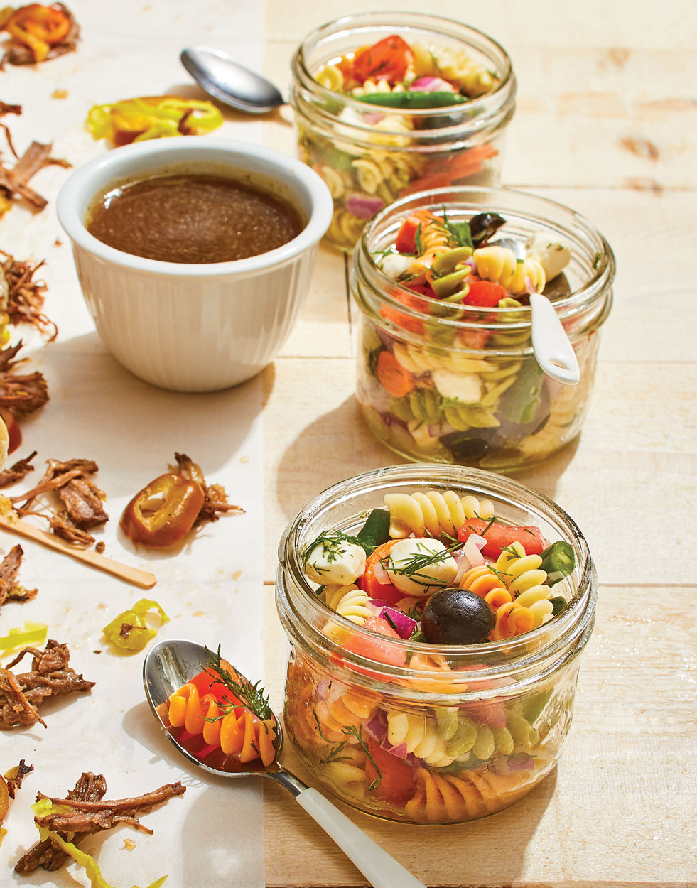 Bean & Carrot Pasta Salad with mozzarella and dill