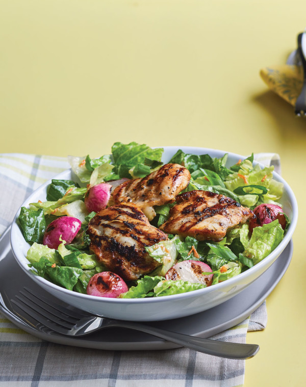 Grilled Chicken & Radish Salad with Carrot-Miso Dressing