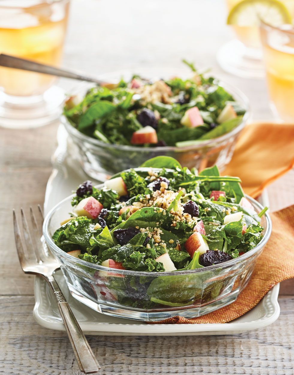 Spinach & Kale Salad with Apples and Cherries Recipe