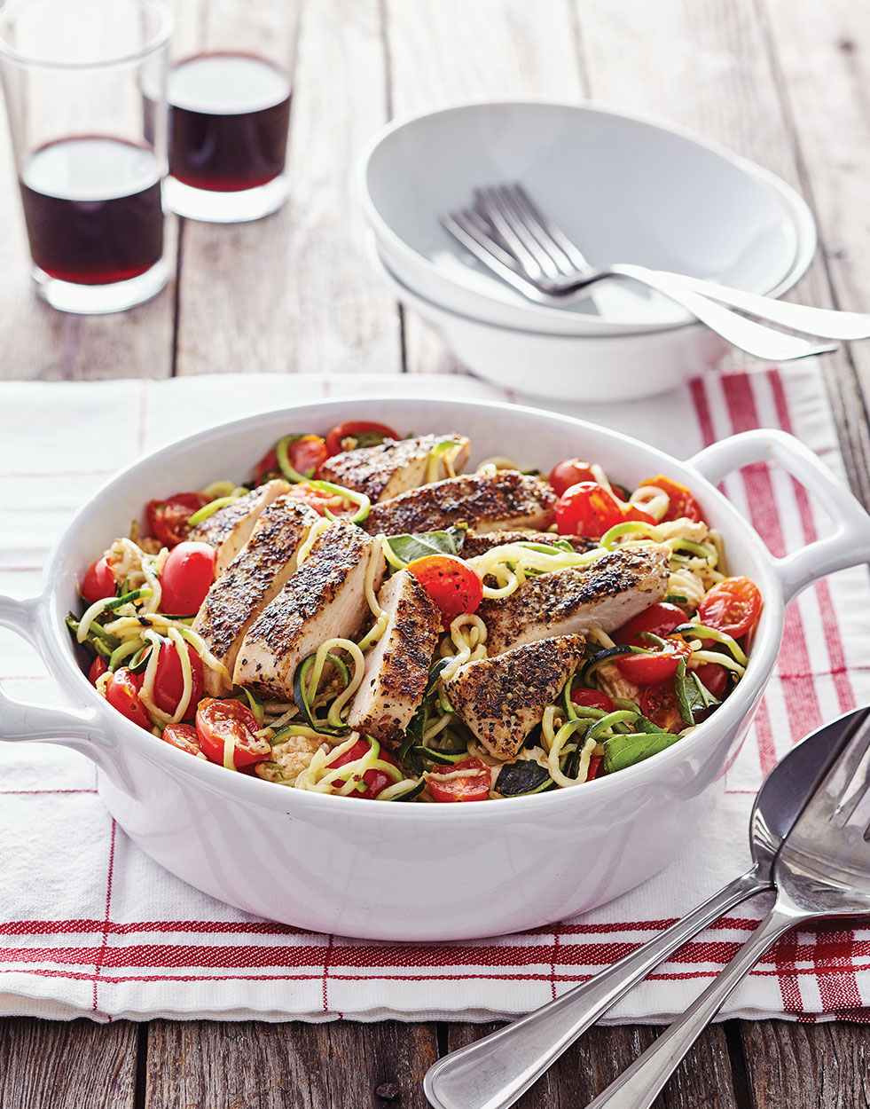 Chicken & Zoodles with tomatoes