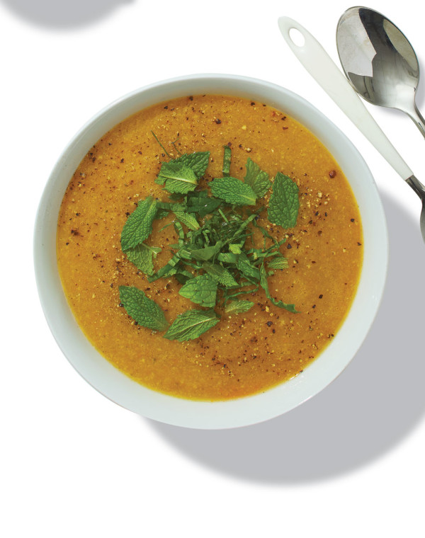 Yellow Mellow Gazpacho with roasted pepper
