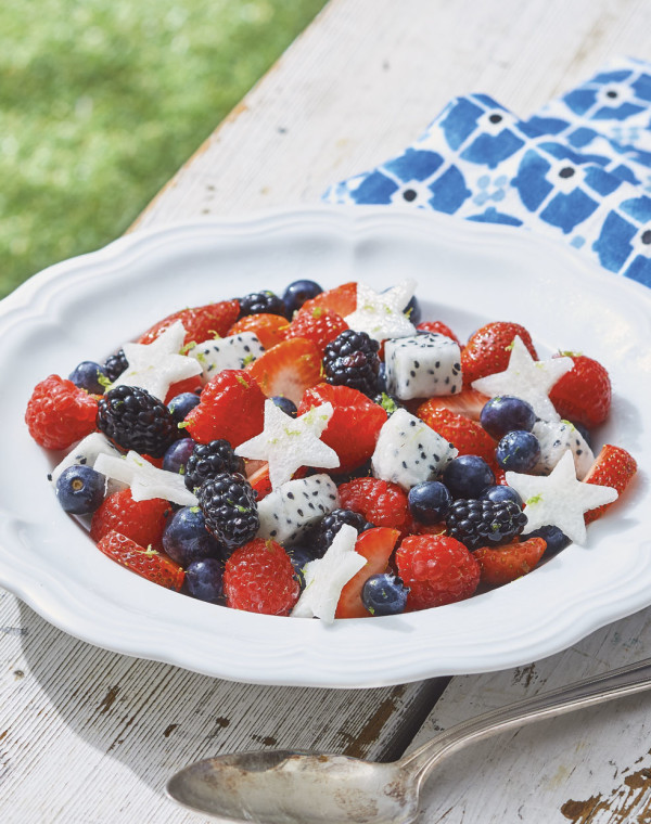 Red, White & Blue Fruit Salad with Honey-Lime Dressing