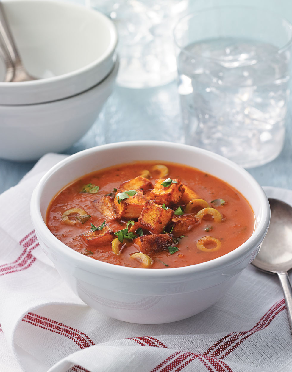 Spanish Tomato Soup with Paprika-Roasted Potatoes