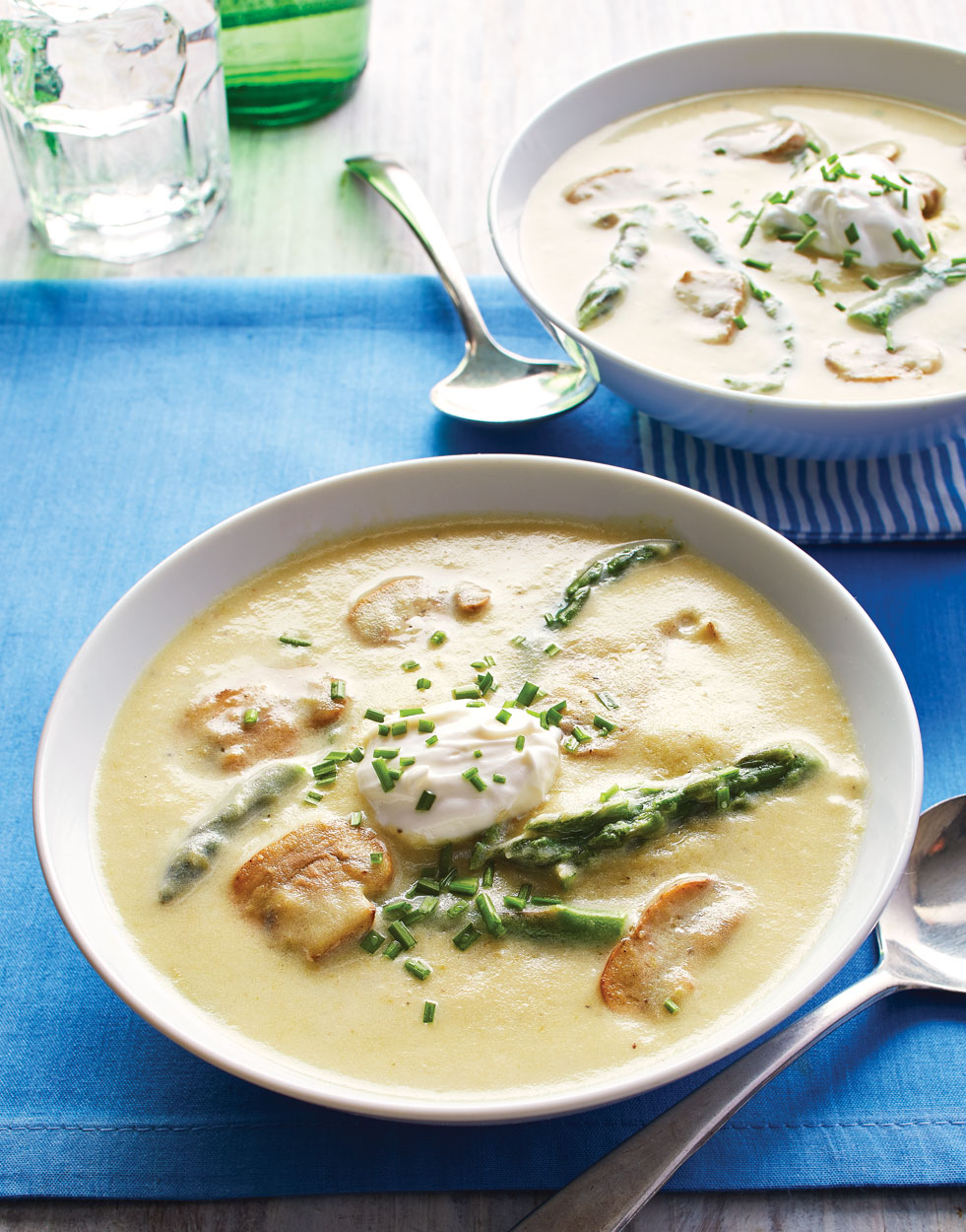 Cream of Asparagus Soup with Sautéed Mushrooms Recipe