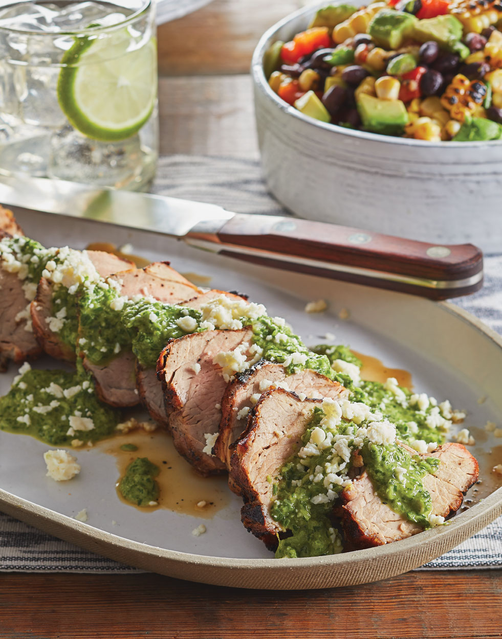 Grilled Pork Tenderloin with Scallion-Cilantro Sauce Recipe