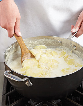 Because they absorb the milk and cream as they cook, these potatoes are incredibly creamy and rich.