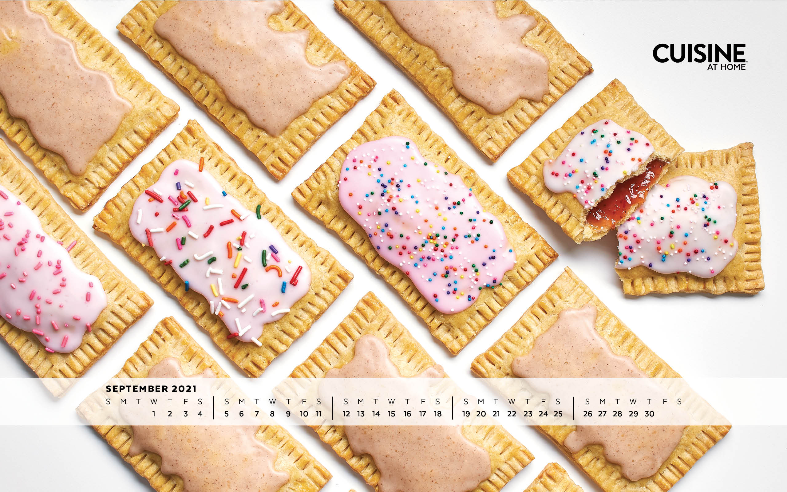 Free Desktop Wallpaper with calendar - September 2021 - Cuisine at Home - Fall back-to-school aesthetic food cooking snacks treats homemade pop-tarts - Windows Apple