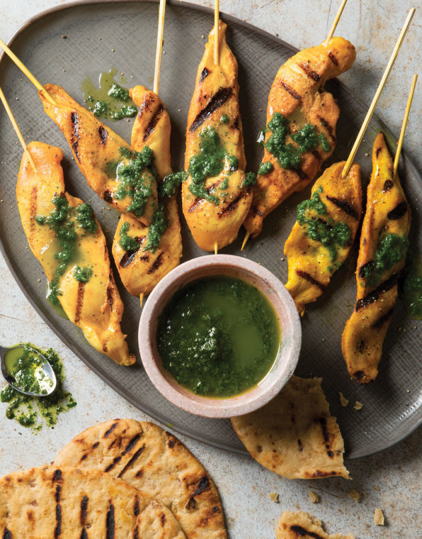 Turmeric Chicken Satay with Zhug Sauce