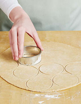 To yield the specified number of cannoli, cut dough once it no longer springs back after rolling.