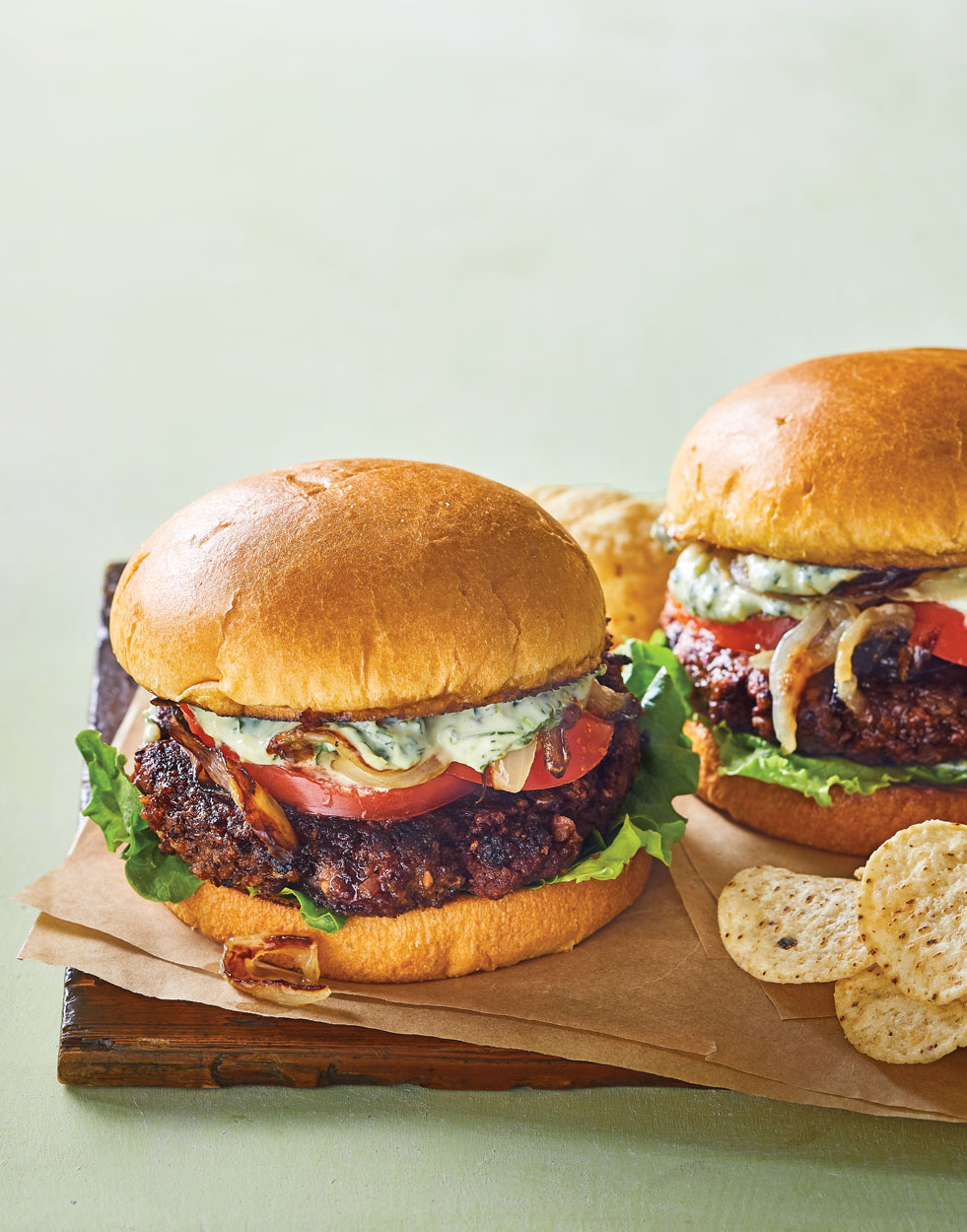 Smoky Beet & Black Bean Burgers with cilantro-lime vegan mayo