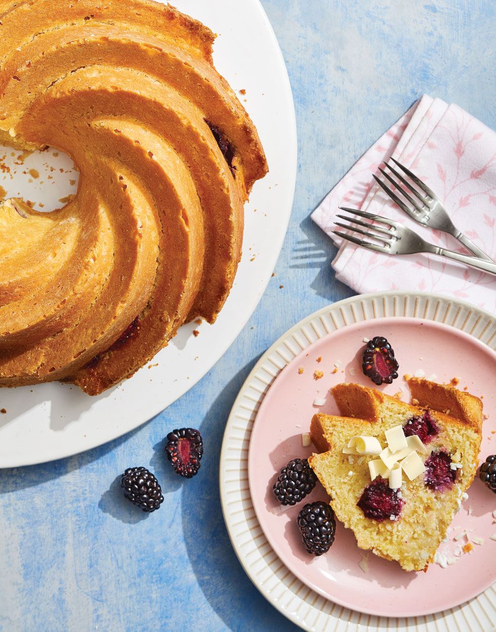 Blackberry Lemon Cake with White Chocolate and Olive Oil