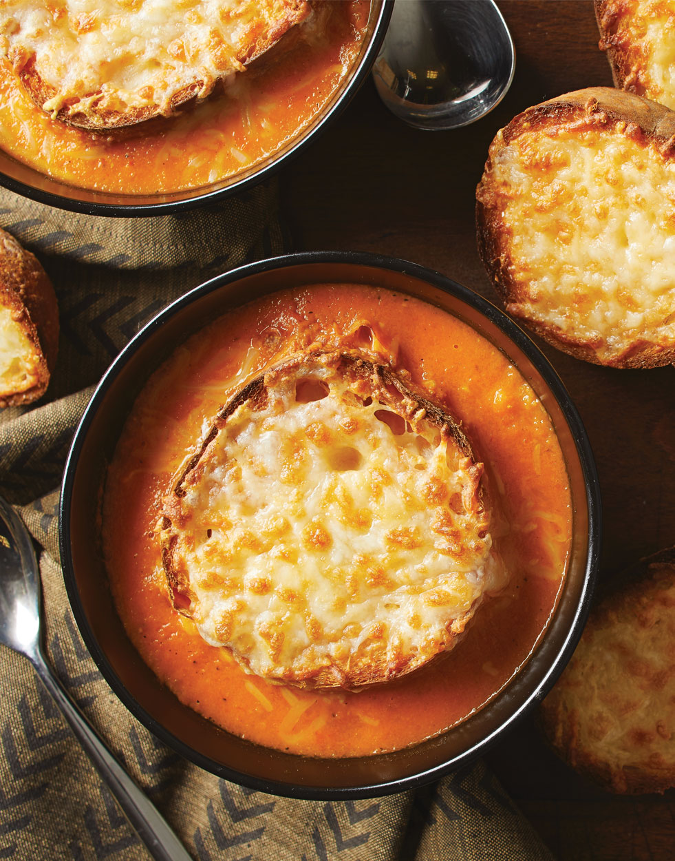 Roasted Red Pepper Soup with cheese toast