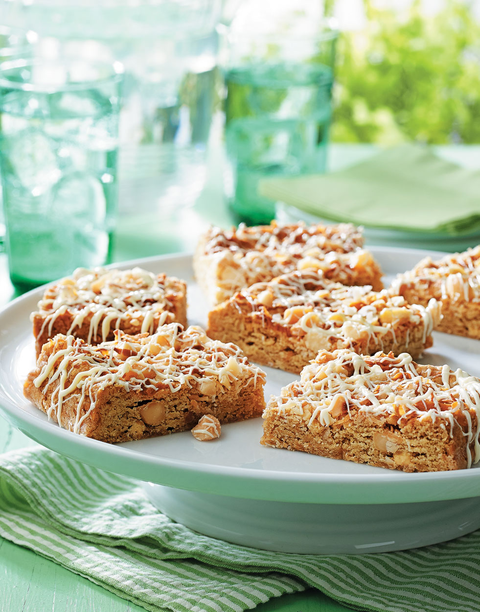 White Chocolate Macadamia Nut Blondies with Toasted Coconut