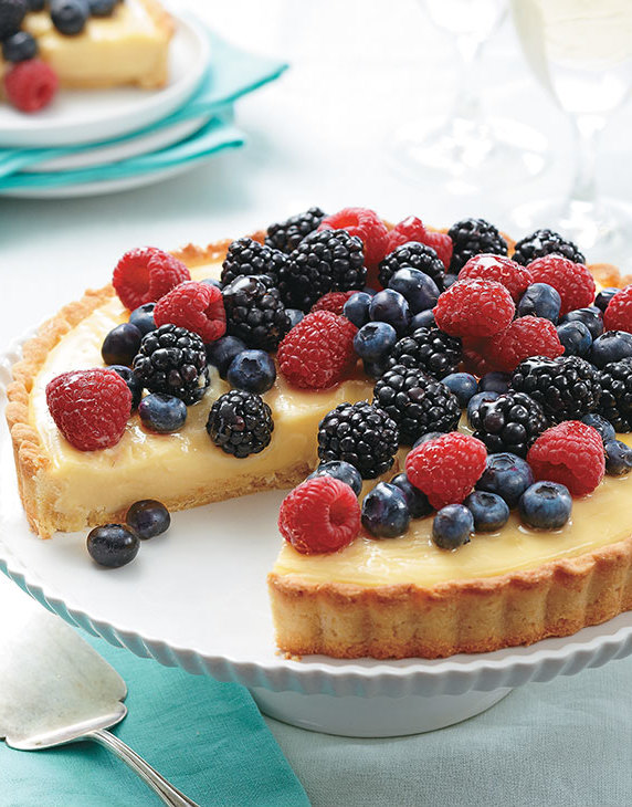 Summer Fruit Tart with honey-lemon cream and fresh berries