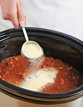 To thicken the Texas-Style Chili, sprinkle in the masa harina near the end of the cooking time.
