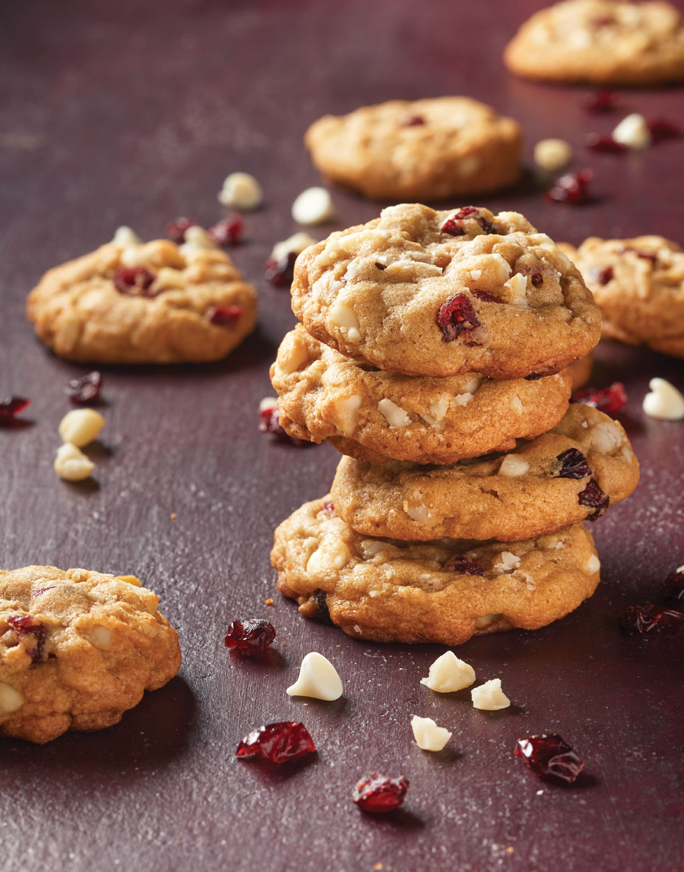 White Chocolate Chip Cookies with cranberries