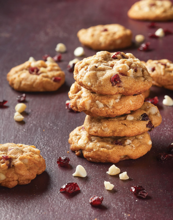 White Chocolate Chip Cookies with cranberries