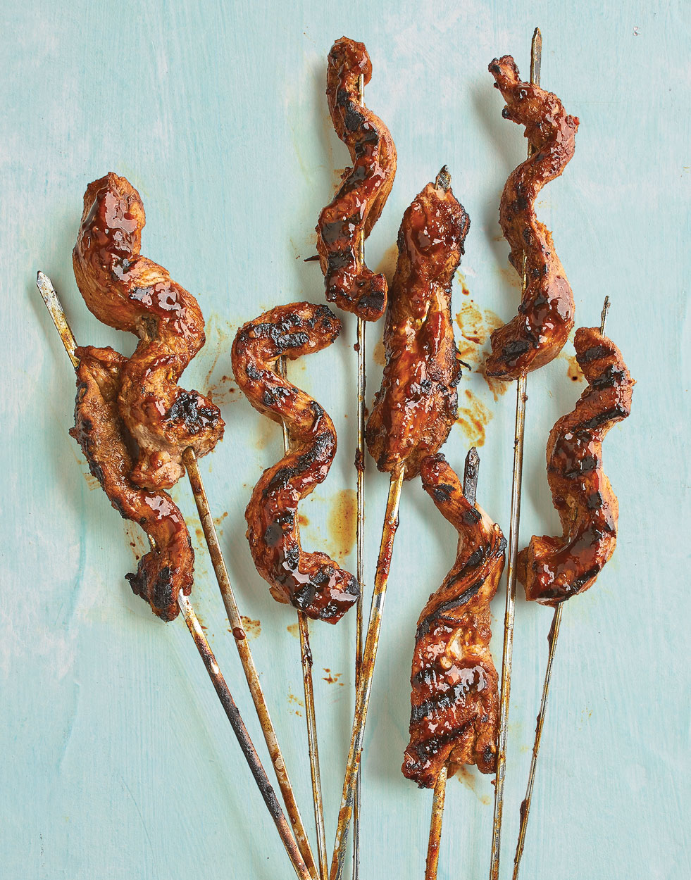 Asian Pork Satays with sticky rice