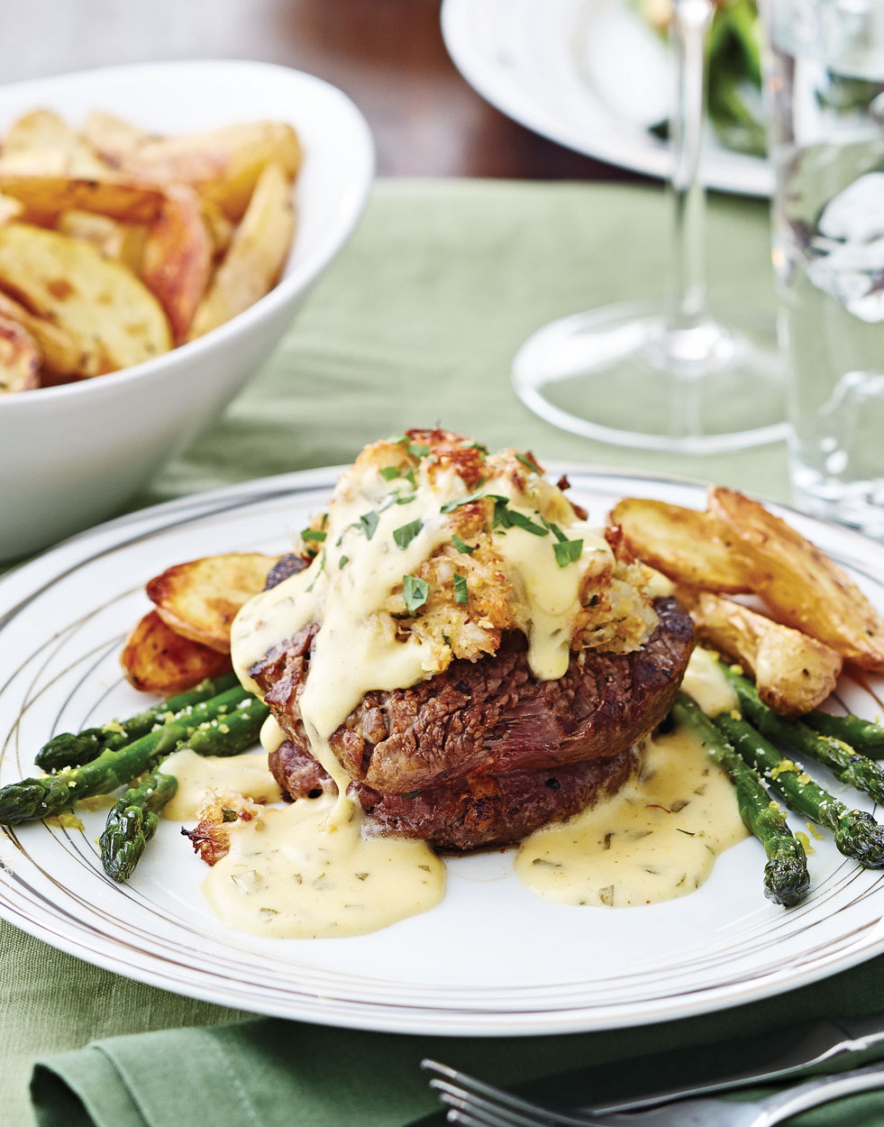 Stuffed Filet Mignon Oscar with crabmeat filling