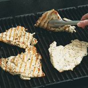 The chicken won&rsquo;t take long to grill, only 3–4 minutes per side, so have the sauce ready to go. 