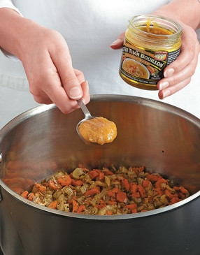 Adding chicken base to your soup is a shortcut to enhancing its flavor, especially for quickly cooked soups.