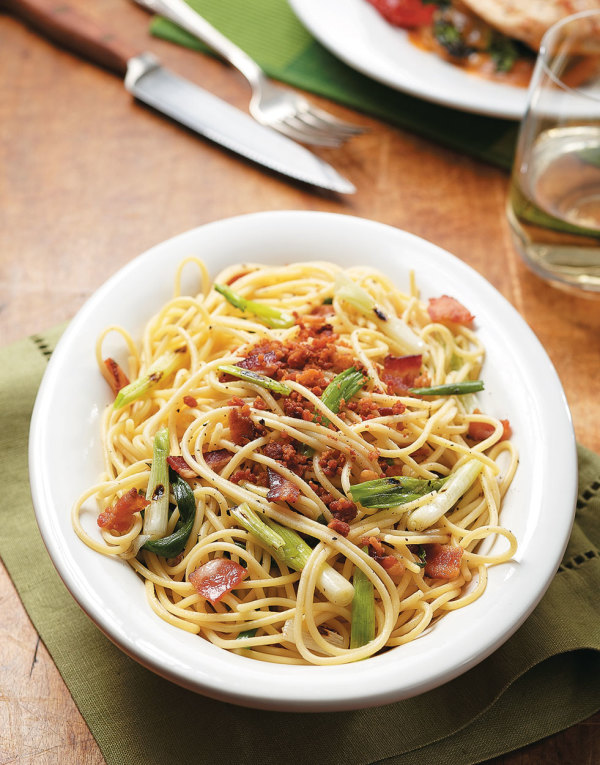Scallion & Bacon Spaghetti Lead Image
