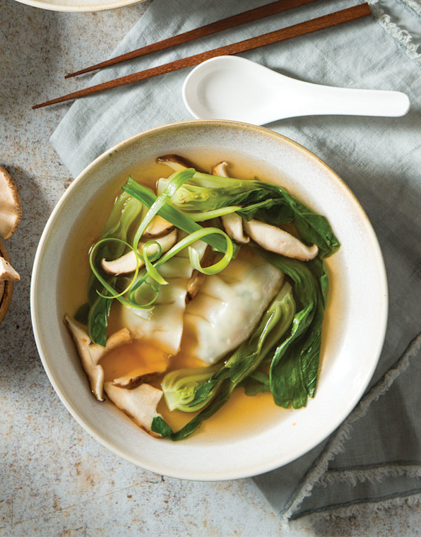 Spicy Vegetable Dumpling-Bok Choy Soup