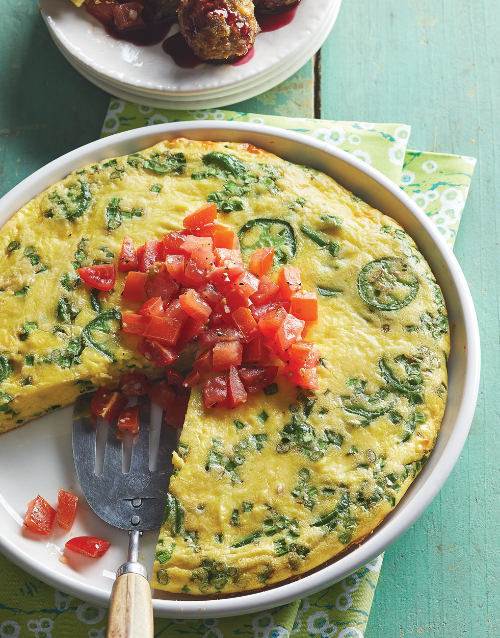 Jalapeño Frittata with scallions & pico de gallo