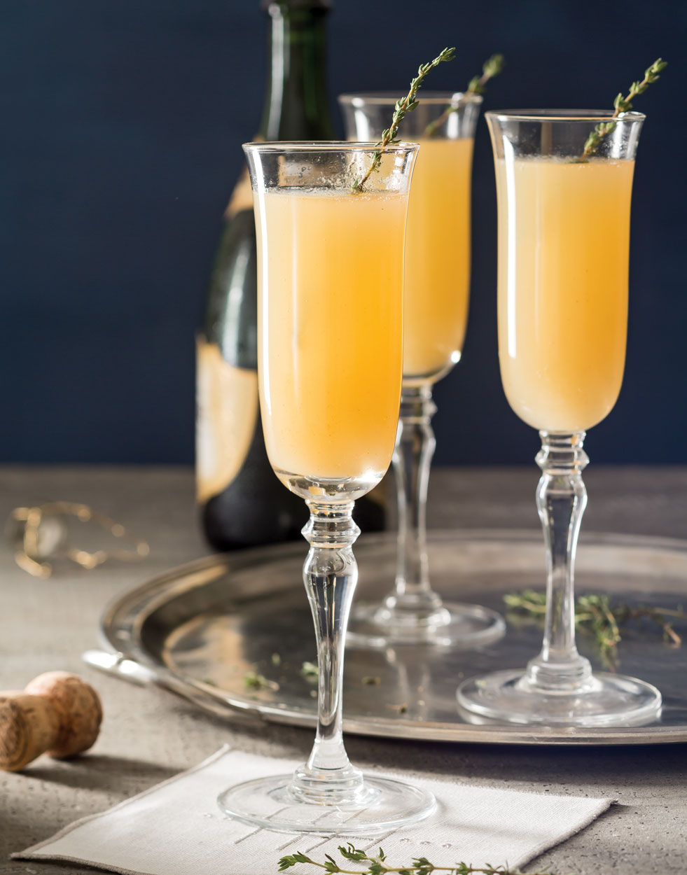 Thyme-Infused Pear Mimosas