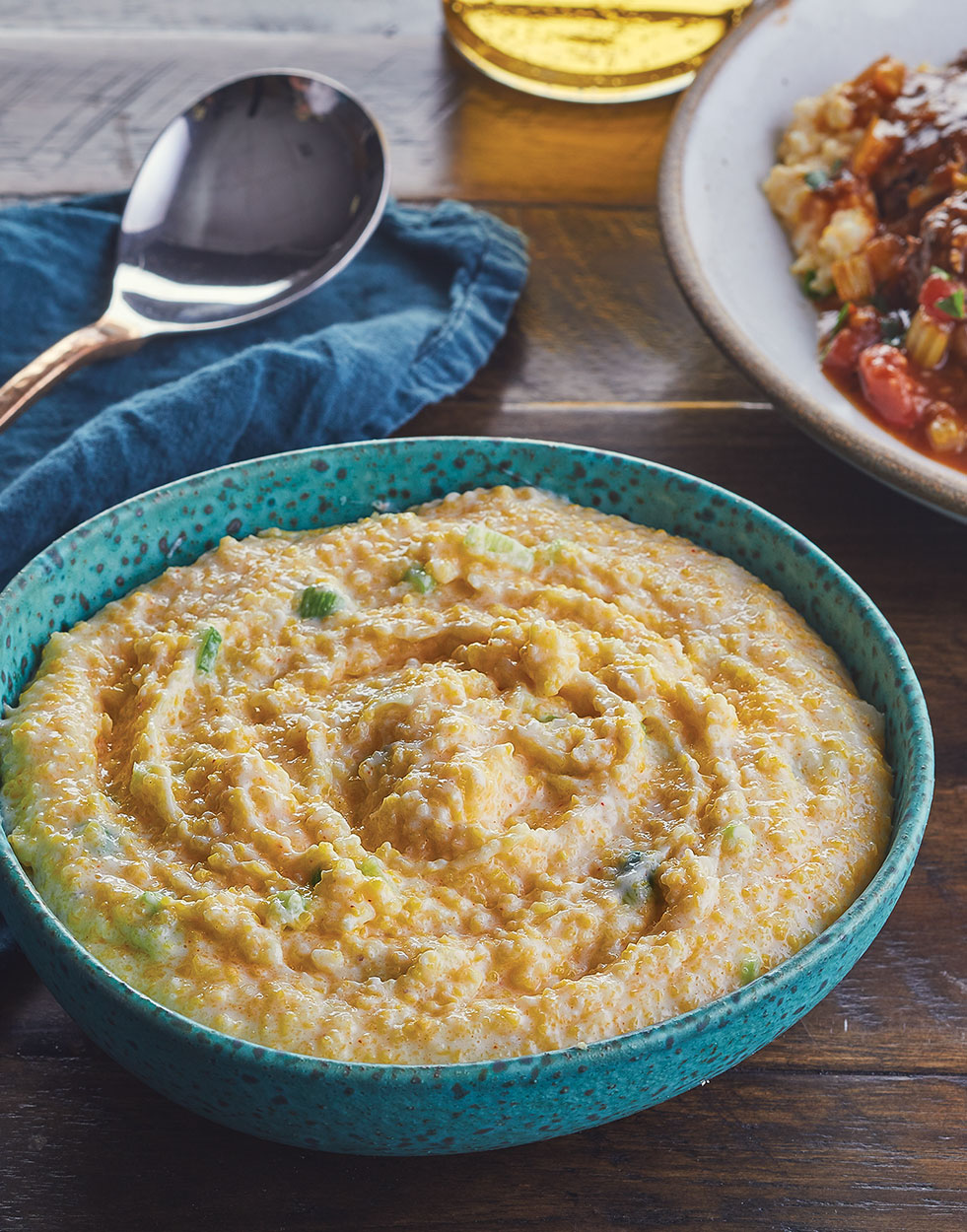Goat Cheese Grits with scallions
