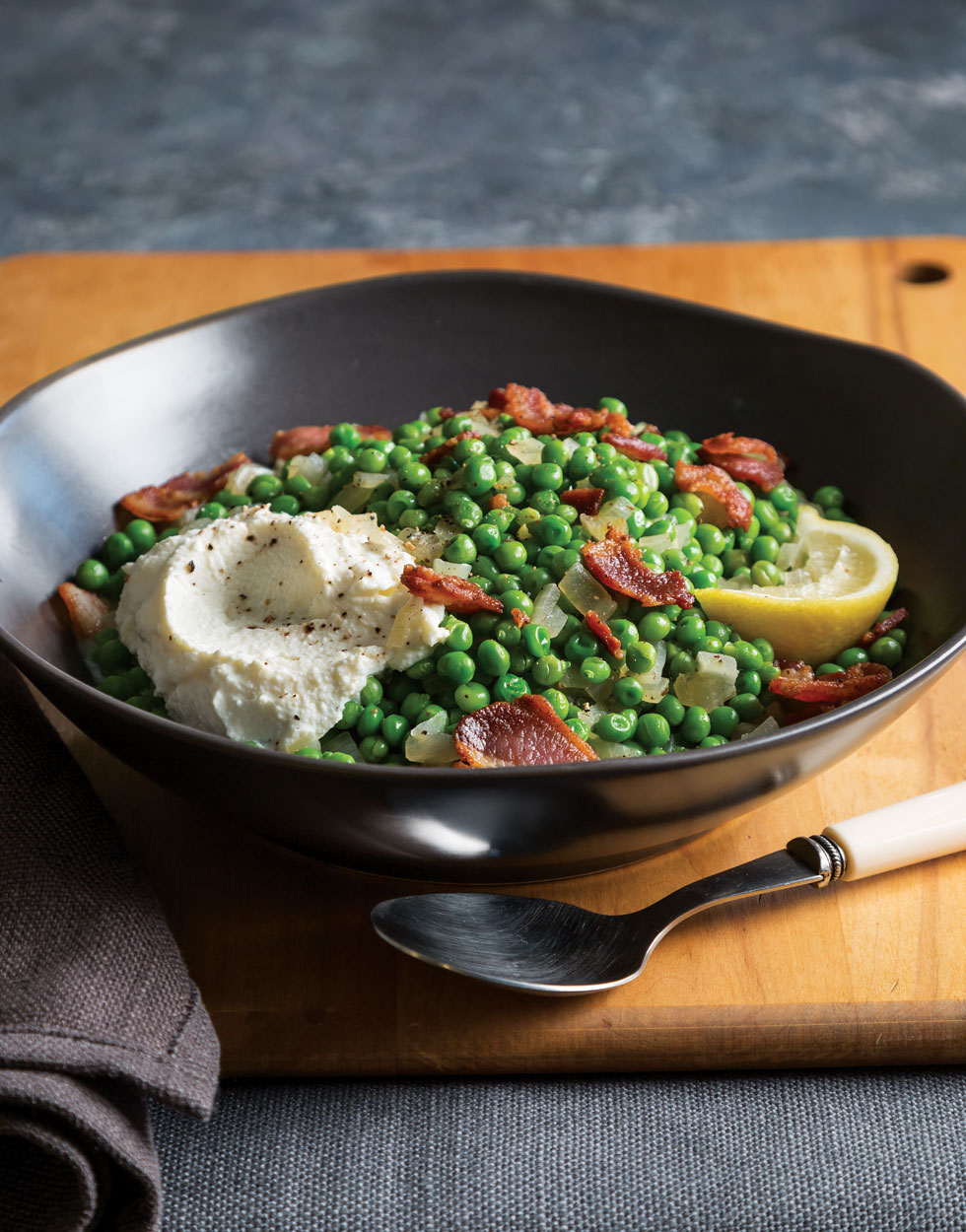 Peas with Bacon & Ricotta