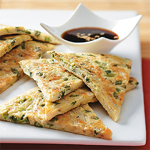 Scallion Pancakes with soy dipping sauce