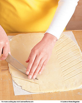 Cut outer thirds of dough into &frac12;-inch-wide strips so they're a similar size and form a nice braid.