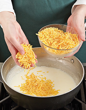 Making a milk-based cheese sauce adds richness and a velvety texture to the soup.