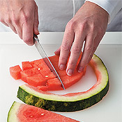 With no seeds to remove, it's easy to cut the watermelon into cubes &mdash; and you have less waste.