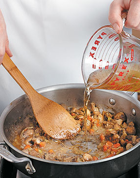 Because of its shallow depth, a saut&eacute; pan works the best for cooking the stew quickly.