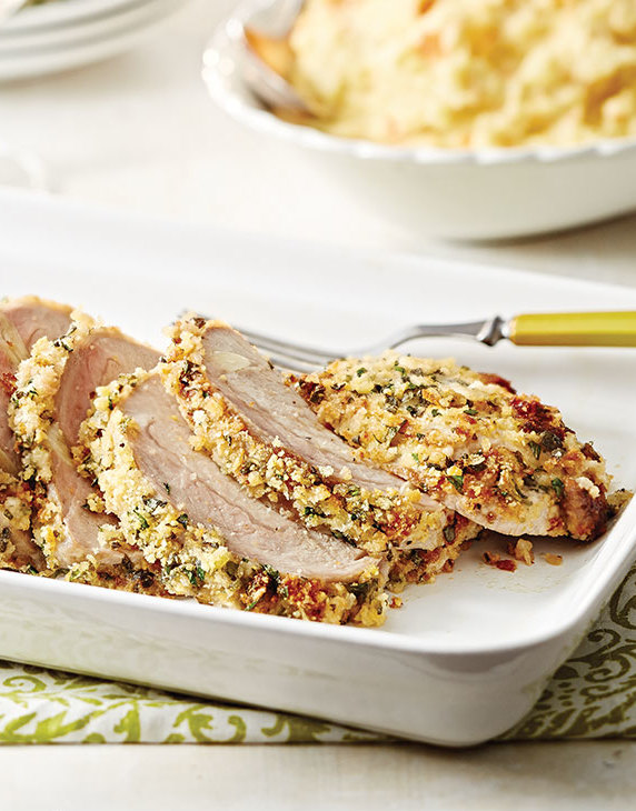 Herb-Crusted Pork Loin with Parmesan & Garlic