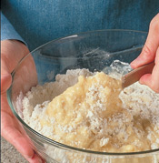 Gently fold wet ingredients into dry ingredients until just combined to avoid overmixing.