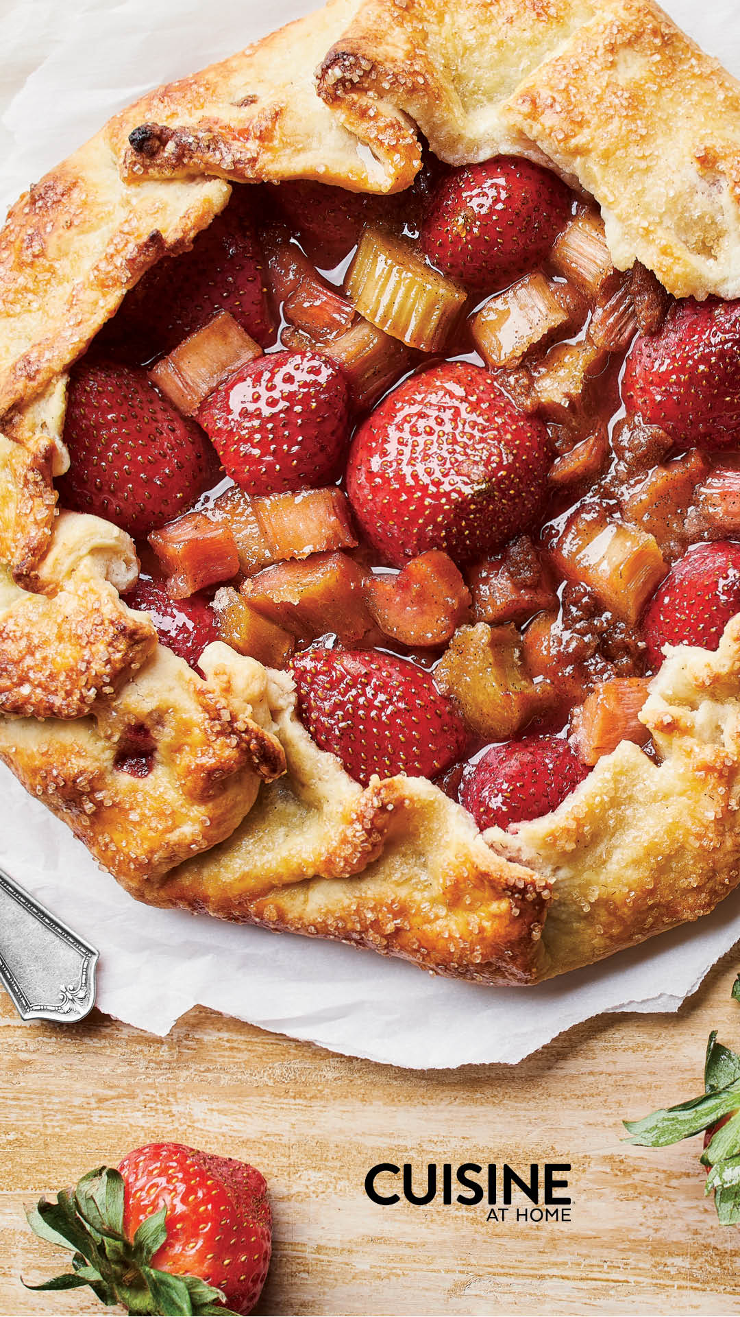 Free Mobile Wallpaper - April 2021 - Cuisine at Home - Strawberry rhubarb galette summer tart food aesthetic