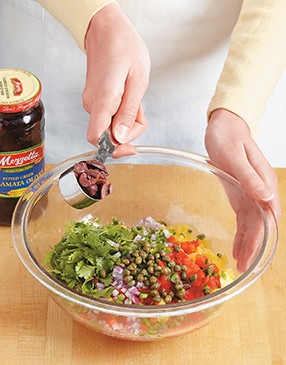 For savory flavor and "old world" elements, add olives and capers to the fresh puttanesca salsa.
