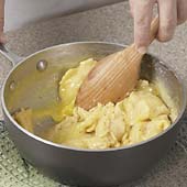 Stir eggs into dough. It won&rsquo;t seem like they&rsquo;ll incorporate, but they will.
