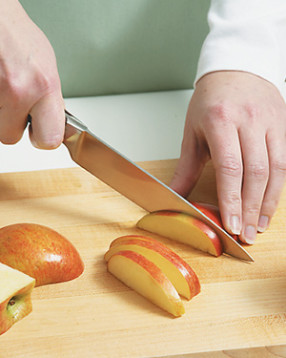 Core the apples, then slice into &frac14;-inch-thick pieces. Just about any crisp, tart apple will work.