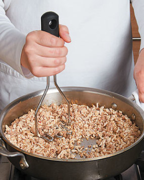 Breaking the meat into small chunks helps achieve this sauce’s signature smooth, velvety texture.