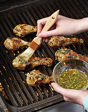 To really bring out the flavor of the marinade, use it to periodically baste the drumsticks while grilling.