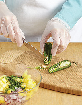 For a milder relish, remove the seeds and ribs from the jalapeño, or if you want it spicier, leave them in.
