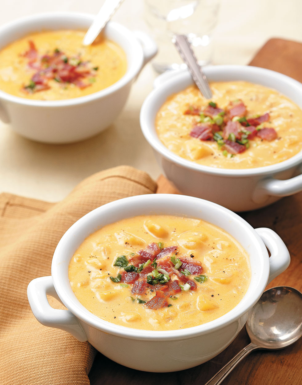 Cheesy Potato Soup with Bacon & Scallions Recipe