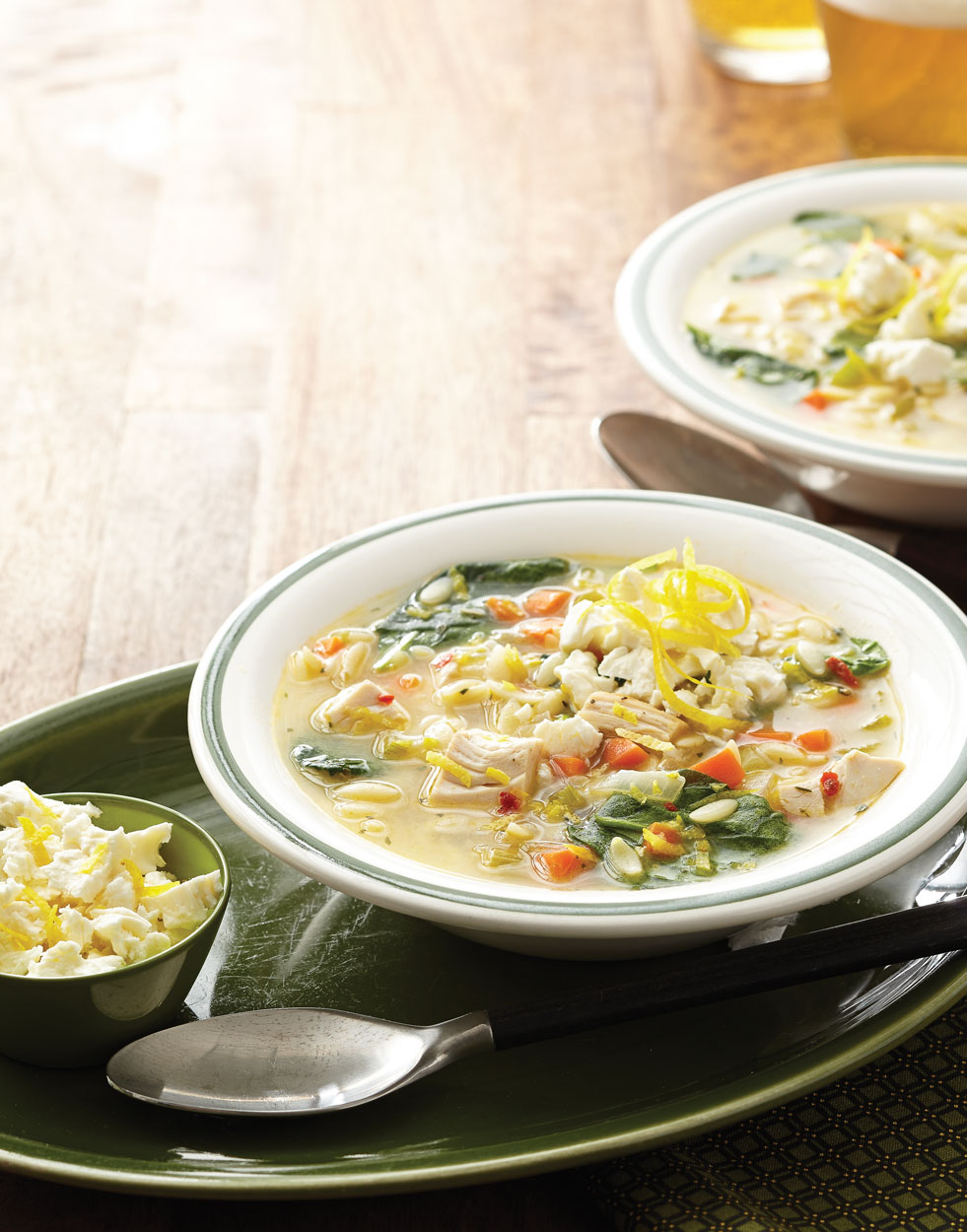 Lemon & Orzo Soup with Spinach and Turkey
