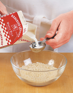 Soaking the panko in milk forms a binder that keeps the meatloaf moist and helps hold it together.