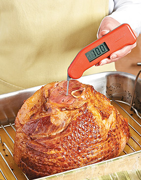 To temp, insert the thermometer into the thickest part of the ham, without touching the bone.